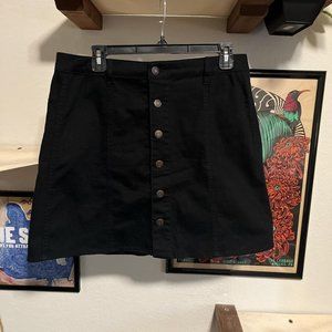 Black jean button down skirt.